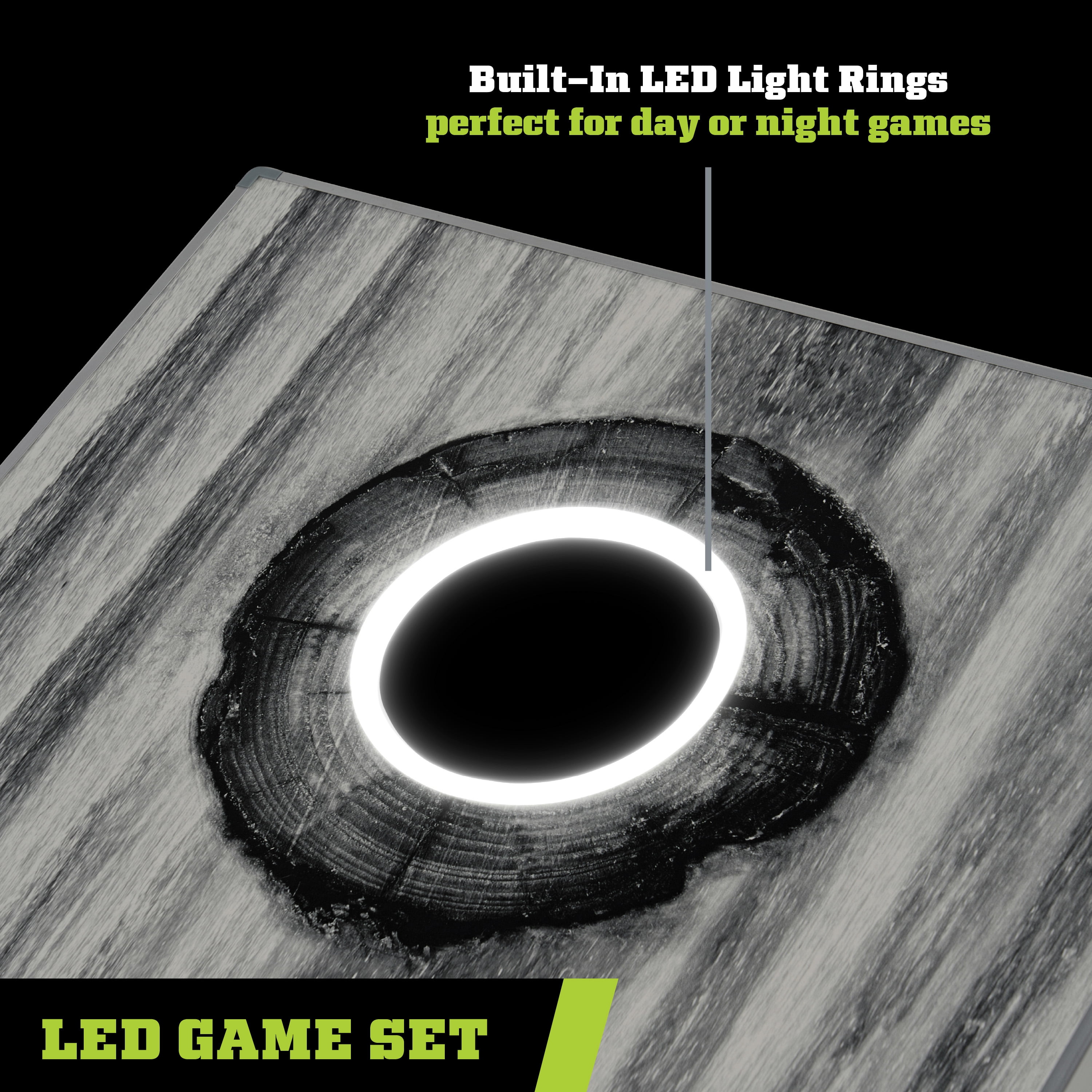 4 ft x 2 ft Cornhole Beanbag Toss Game Set with LED Light up Ring, Aluminum Frame, Water Resistant Boards, and ACA Bean Bags by Backyard Hero