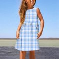 thumbnail image 2 of Gelikeya Big Girls Summer Dresses Fashion Cute Design Plaid Printed Casual Sleeveless Sun Dress Soft and Comfortable for Kids, Size 13-14 , Blue, 2 of 5