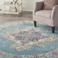 thumbnail image 3 of 8â€™ Round Light Blue Distressed Medallion Area Rug, 3 of 6