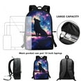 thumbnail image 4 of Yuyamidu Wolf Backpack and Lunch Box Starry Sky Bookbag and Lunch Box Boys Girls Bookbag Lunch Tote Pencil Case Water Bottle Bag Kids School Bags with Cooler Bags, 4 of 7