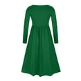 thumbnail image 4 of BadyminCSL Women Solid Color Dress for Women Casual Long Sleeves Dresses V-Neck Gothic Retro Dark Midi Dress, 4 of 7