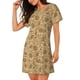 thumbnail image 2 of Easygdp Brown Flowers Camisón de manga corta para mujer, informal, estampado, 2 of 6