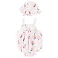 thumbnail image 1 of 0-12M Lovely Baby Girls Summer Sleeveless Sling Cotton Print One-Pieces Jumpsuit +Hat 2pcs, 1 of 5