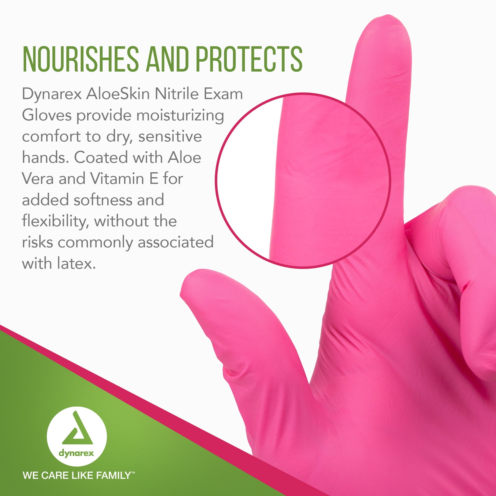 Dynarex AloeSkin Nitrile Exam Gloves with Aloe, Powder-Free, Disposable Gloves with Aloe Vera for Dry Hands, Magenta, Small, 1 Case of 1000 Gloves - 10 Boxes of 100 Gloves