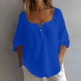 thumbnail image 2 of Lopecy-Sta Tops for Women 3/4 Sleeve Square Neck Button Detail Casual Top For Spring And Summer Wear, 2 of 6
