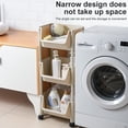 thumbnail image 4 of Langgg Kitchen Storage Shelf with Wheels Multi-function Movable Cart Laundry Layered Organizer Rack, Beige, 3 Layer, 4 of 7