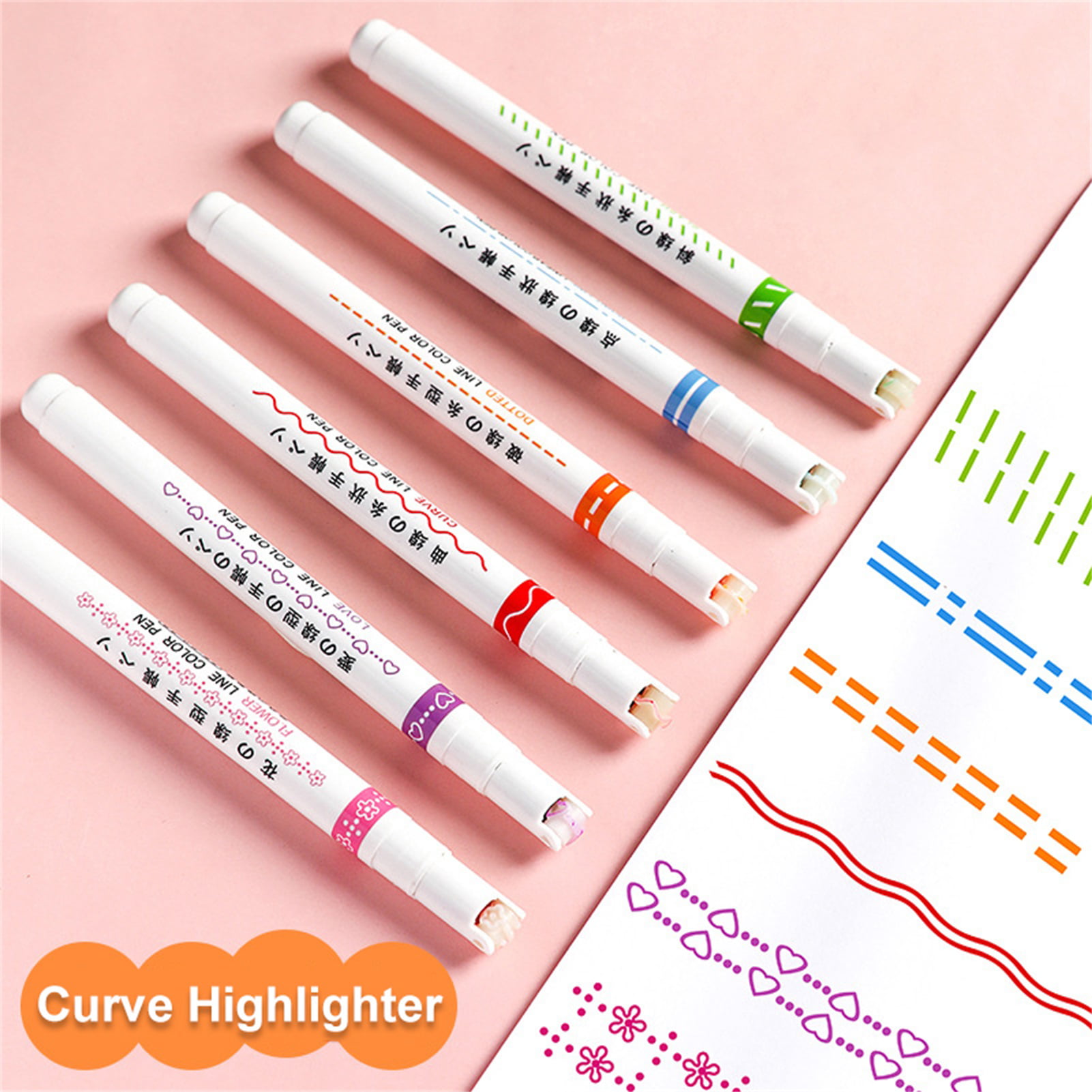 Quick Drying Scrapbook Outline Pen, Lovely Wave Shaped Fluorescent Pen For  Students And Handmade Drawings Outlining Markers Curve Highlighter Pens