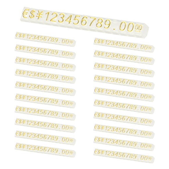 Uxcell 20 Set Price Display Cube, Adjustable Price Tag Stand Removable Number Letter Label Stand Dollar Block Kit for Jewelry Retail Shop Display Signs (Clear/Gold, M)