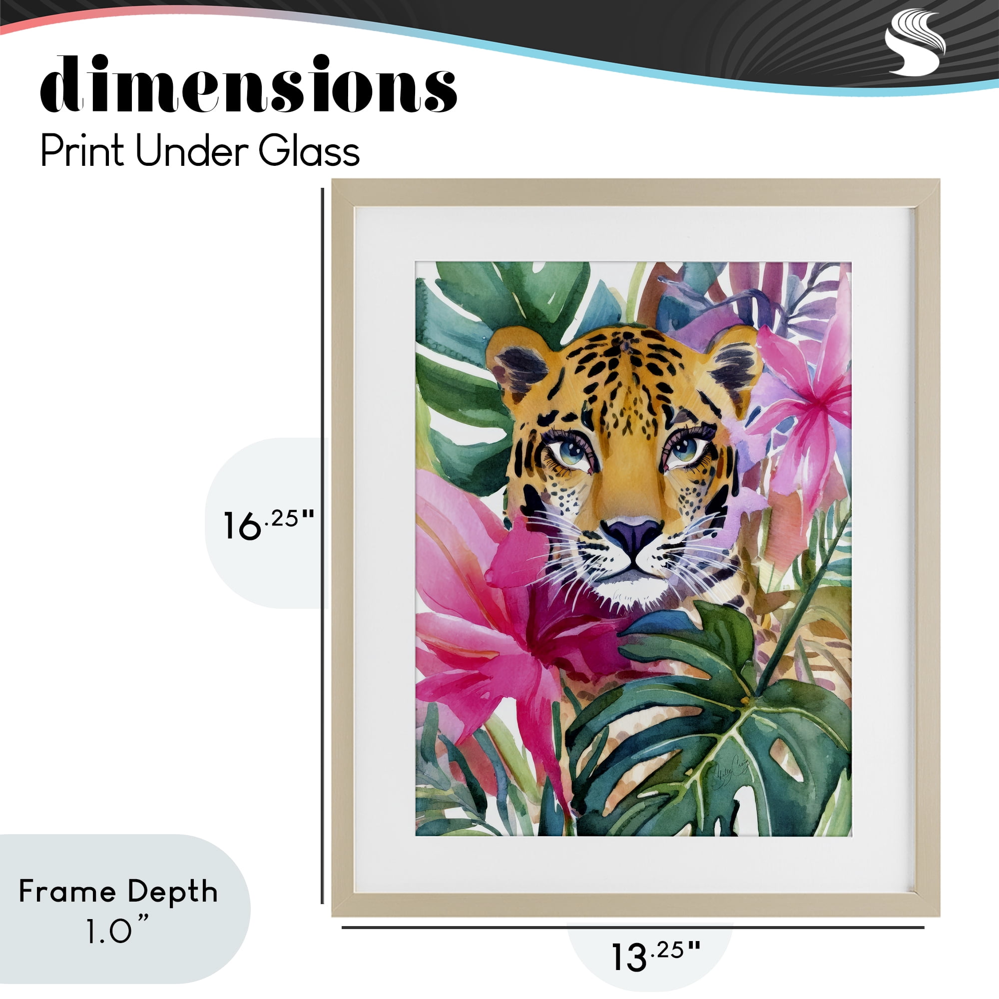 Stupell Industries Tropical Tiger Peeking Birch Framed Print Under Glass, design by Shelly Craig