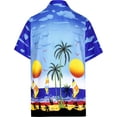 thumbnail image 2 of HAPPY BAY Mens Hawaiian Shirts Short Sleeve Button Down Shirt Men's Casual Shirts Vacation Tropical Beach Summer Party Shirts for Men Funny 6XL Pastel Blue, Palm Island View, 2 of 5