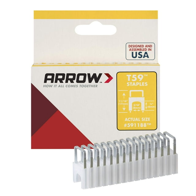Grapas Aisladas Arrow Fastener T59 Transparente, Paquete de 300