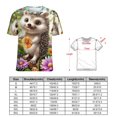 thumbnail image 2 of Cute Hedgehog Floral Garden-1 Womens Tops Women's Fashion Casual Short Sleeve Flower Print Round Neck Pullover Top Blouse, 2 of 7
