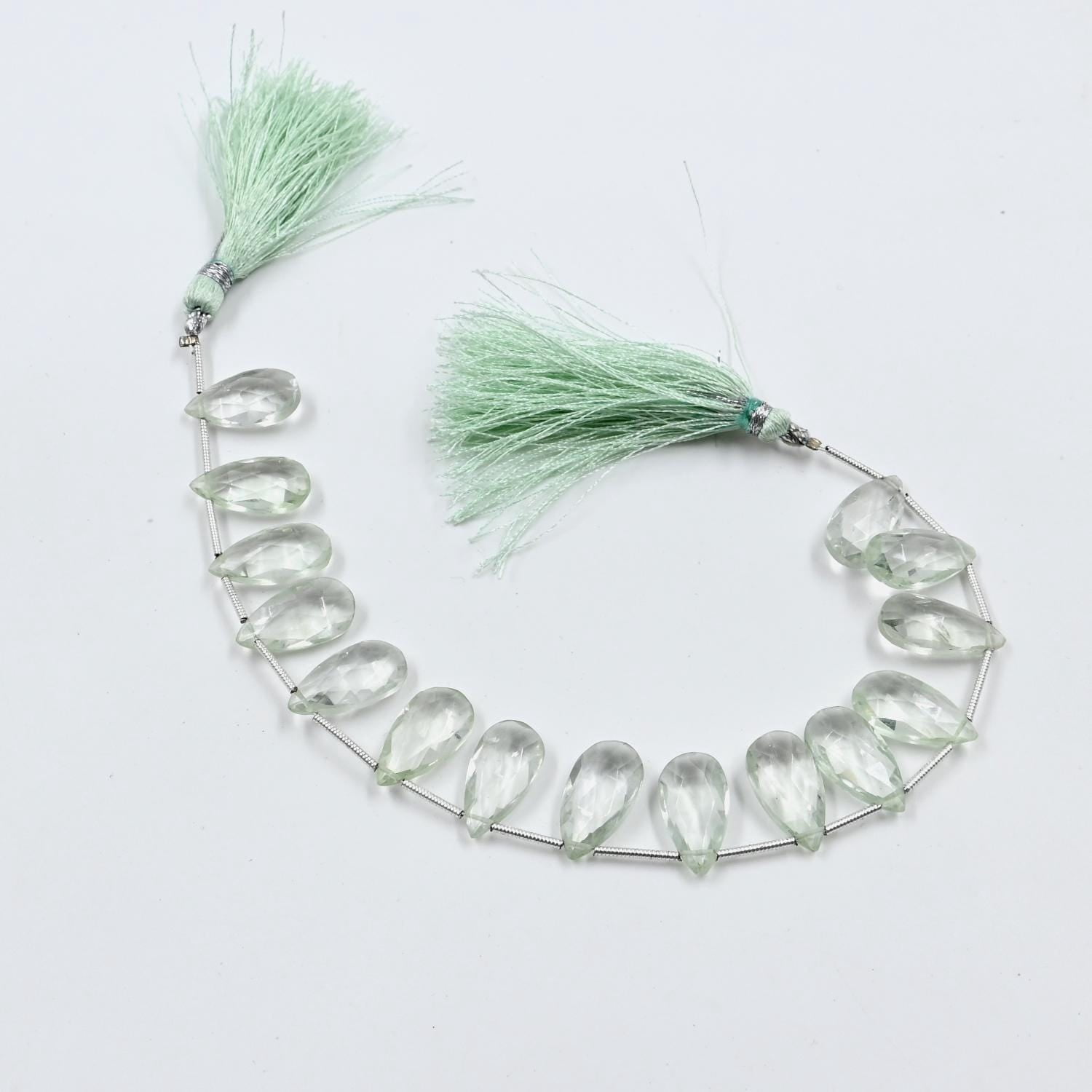 A.B. Gems Green Amethyst Faceted Pear Beads, Green Amethyst Gemstone Beads, DIY Jewelry Making Beads Healing Crystal Beads for Jewelry, Amethyst Beads