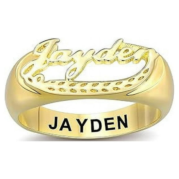 Customizable Sterling Silver Name Ring Custom Birthstone Engraved name ring - Personalized Gift for Her-Ccjcinata (Sterling Silver - Gold Plated)