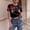 Red, variant on Womens Summer Tops Womens Summer Tops Women Halloween Gothic Skeleton Print Distressed Crop Top Short Sleeve Round Neck Casual Tee For Fall Spring L