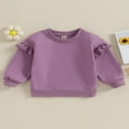 thumbnail image 2 of Chandails Décontractés à Col Rond pour Tout-Petites Filles, Volants, Manches Longues, Pulls, Hauts, Chemise, 2 of 7