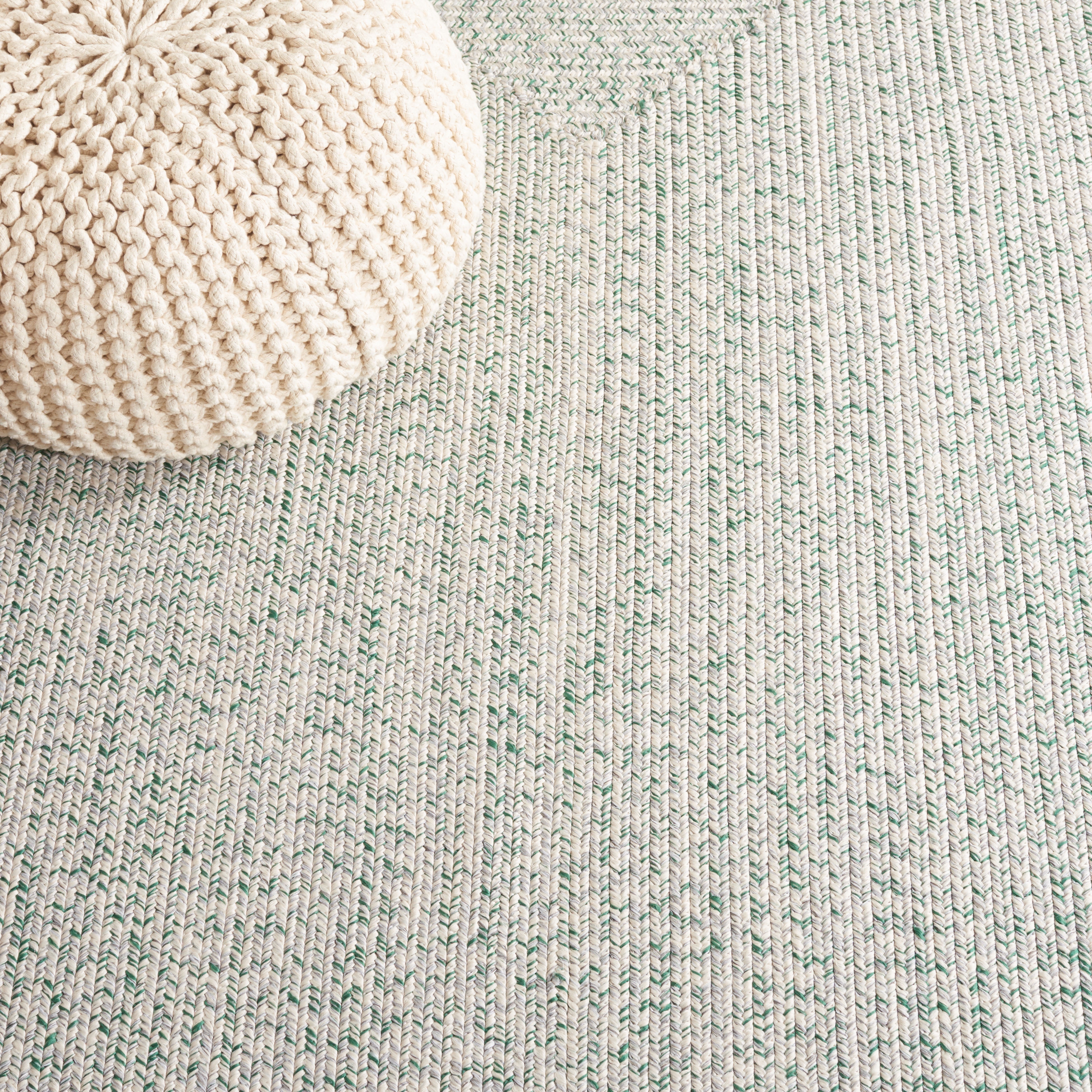 Safavieh Braided Gino Distressed Machine Washable Reversible Area Rug, Ivory/Green, 5' x 5' Square