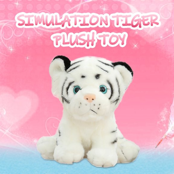 White Simulation Cute White Tiger Cub Plush Doll Soft Stuffed Animal Toy For Kids Home Decoration