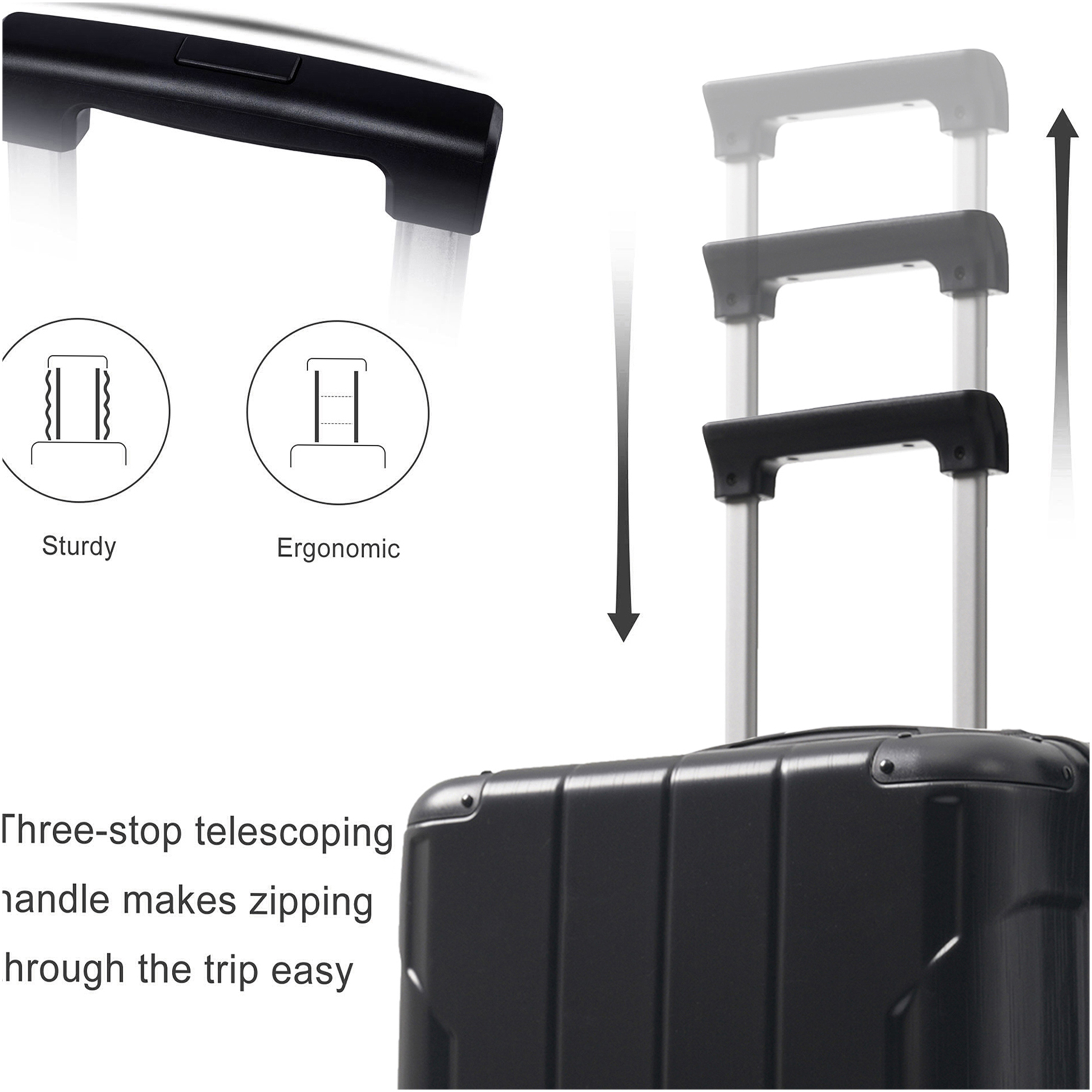 JERFIT 24" Expandable Hardshell Suitcase, Lightweight ABS Checked Luggage with TSA Lock & 8 Spinner Wheels for Travel, Black