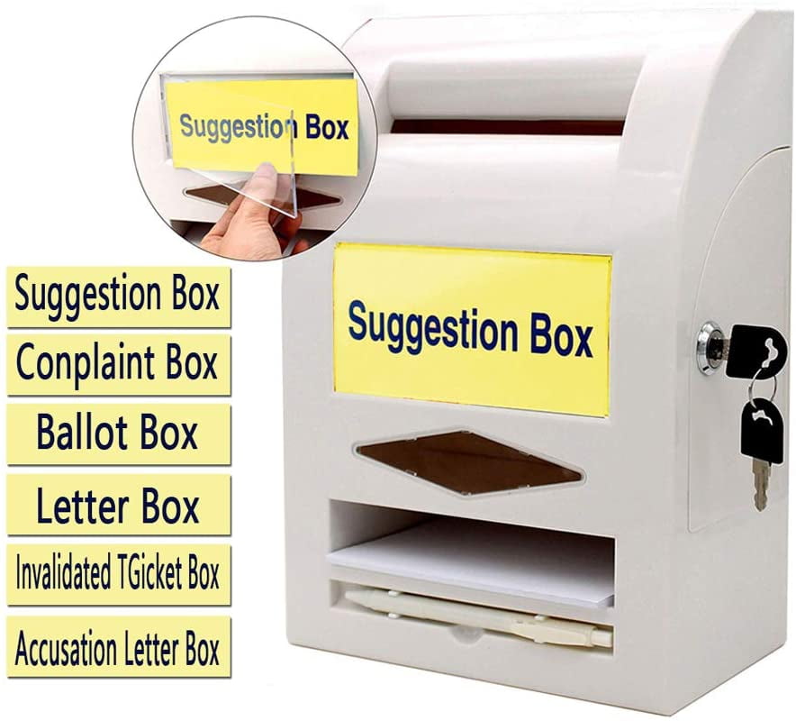 Suggestion Box,Donation Box,Mail Box, Locking and Pen for Wall or Countertop,6