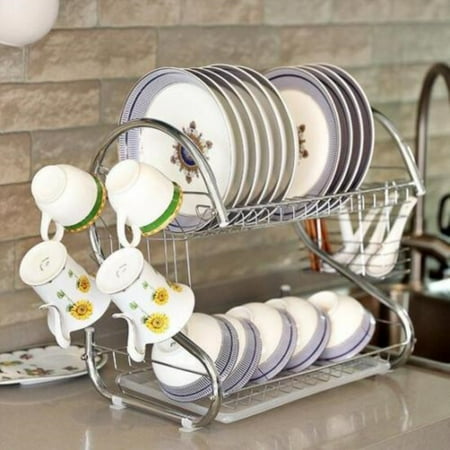 Large Capacity Stainless Steel 2-Layer Dish Drainer Drying ...
