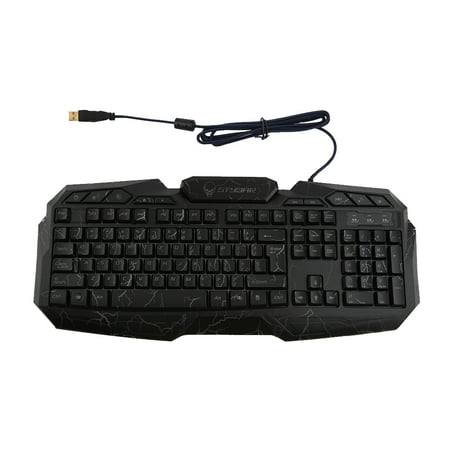 GX777 Ergonomic USB Wired Gamer Crackle LED Gaming Keyboard Non Mechanical