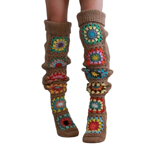 Women's Vintage Crochet Thigh High Socks Winter Warm Boot Stockings Extra Long Leg Warmers Over The Knee Socks Gifts