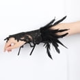 thumbnail image 1 of Guantes Sin Dedos Yinane de Malla con Plumas Sintéticas Negras para Mujeres Y Niñas, 1 of 7
