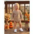 thumbnail image 2 of Baby Boy Girl Thanksgiving Outfit Letter Embroidered Knit Romper Long Sleeve Crew Neck Sweater Bodysuit Fall Winter Clothes 0-18M, 2 of 9