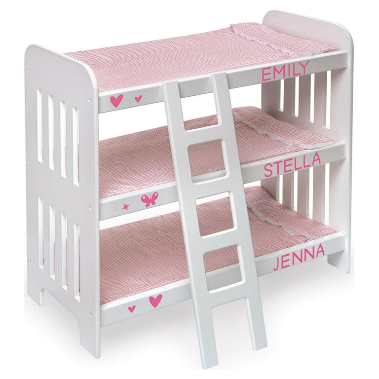Badger Basket Triple Doll Bunk Bed with Ladder Bedding and Free