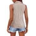 thumbnail image 4 of ClodeEU Women's Striped Sleeveless Button Down Shirt, Collared Casual Blouse Brown,Women's Plus XL, 4 of 5