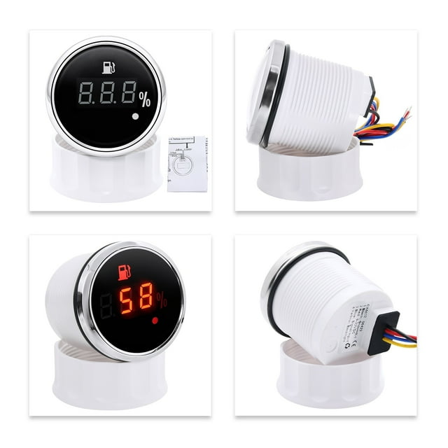 Capteur de Niveau de Carburant en Acier Inoxydable 100-600MM 0-190ohm 52MM avec Rétroéclairage Rouge pour Bateau Réservoir d'Huile, Facile à Installer