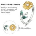 thumbnail image 6 of MULA Original European 925 Sterling Silver Open Finger Ring Sunflower Heart Love For Women Birthday Gift Jewelry, 6 of 6