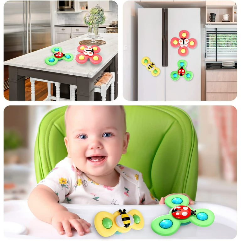 Buy PLUSPOINTLearning Toys, 3PCS Suction Cup Spinner Toy for High Chair,  Glass, Wall Mount Baby Bath Toys, Toddler Toys Colorful Animal Toy Puzzle  Table Sucker Gameplay Safe Interesting for Kid Girl Boy (