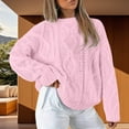 thumbnail image 2 of Fiaer Womens Sweater Plus Size Knitted Pullover Crew Neck Long Sleeve Solid Warm Thermal Fashion Tops Pink XS, 2 of 4