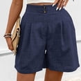 thumbnail image 5 of Shorts for Women Elasticated High Waist Solid Color Summer Shorts with Pockets Fashion Loose Hot Pants Wide Leg Casual Comfy Holiday Beach Daily Work Short, 5 of 6