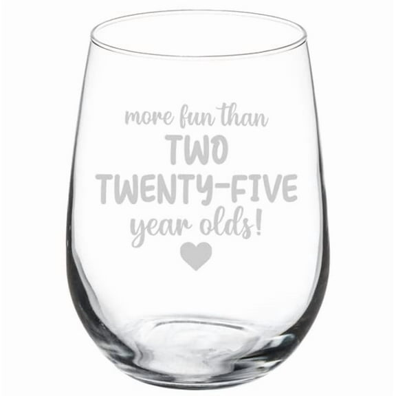 Wine Glass Goblet Gift More Fun Than Two 50th Birthday Fifty Birthday For Her (17 oz Stemless)