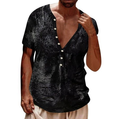

JDEFEG Thin Cotton Shirts for Men Printing T Short Fashion Sleeve Mens Digital 3D Fasten Casual Top Shirt Summer Men T Shirts Under Scrub Shirts Imitation Cotton Black Xxxl
