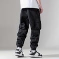 thumbnail image 3 of Cargo Joggers for Men 2025 Mid Elastic Waist Drawstring Durable Casual Work Pants Sweatpants with Pockets Trousers, 3 of 7