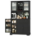 thumbnail image 5 of Homfa 68''H Pantry Cabinet with Wine Rack, 5 Doors Kitchen Storage Hutch with Adjustable Shelves for Dining Room, Black, 5 of 8