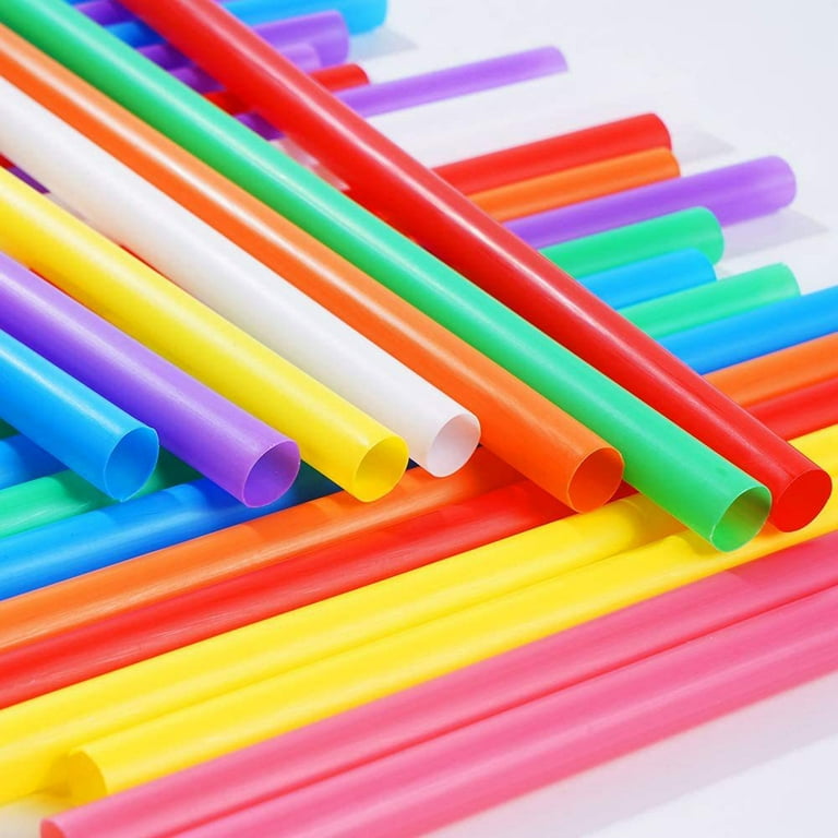100Pcs Jumbo Straws,Assorted Colors Smoothie Straws Disposable,Wide-mouthed  Boba Straw, Large Bubble Tea Straw Extra Long,Plastic Wide Straws for