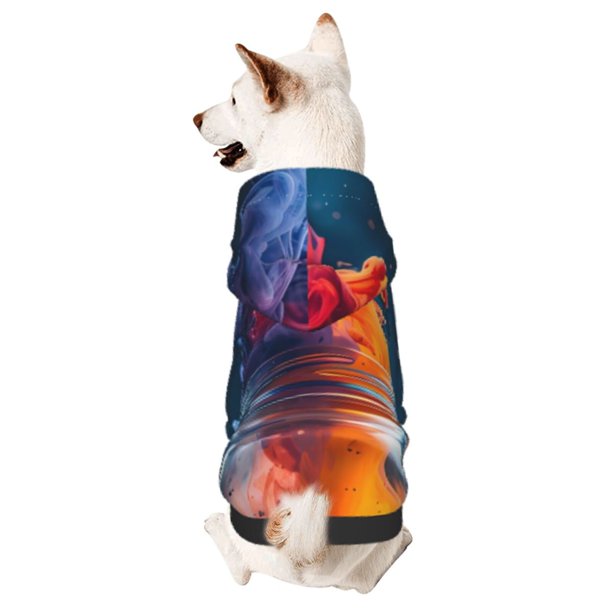 Fotbe Modern Art Red And Blue Colors Sudadera con Estampado para Perros Pequeños – Suéter con Capucha para Mascotas, Tela Suave de Forro Polar con Bolsillo-X-Large