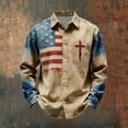 thumbnail image 2 of IWRICH Us Independence Day Long Sleeve Shirts for Men American Flag Polo Shirts Printed Casual Fashion Tees 08-Khaki M, 2 of 3