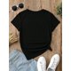 thumbnail image 2 of Casual Minimalist Skull & Flower Graphic Print Round Neck Short Sleeve Fitted Women T-Shirt, For Summer Suitable For Halloween, 2 of 7