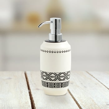 Better Homes & Gardens Boho Chic Ceramic Bathroom Soap Pump, White, Black, 1 Each