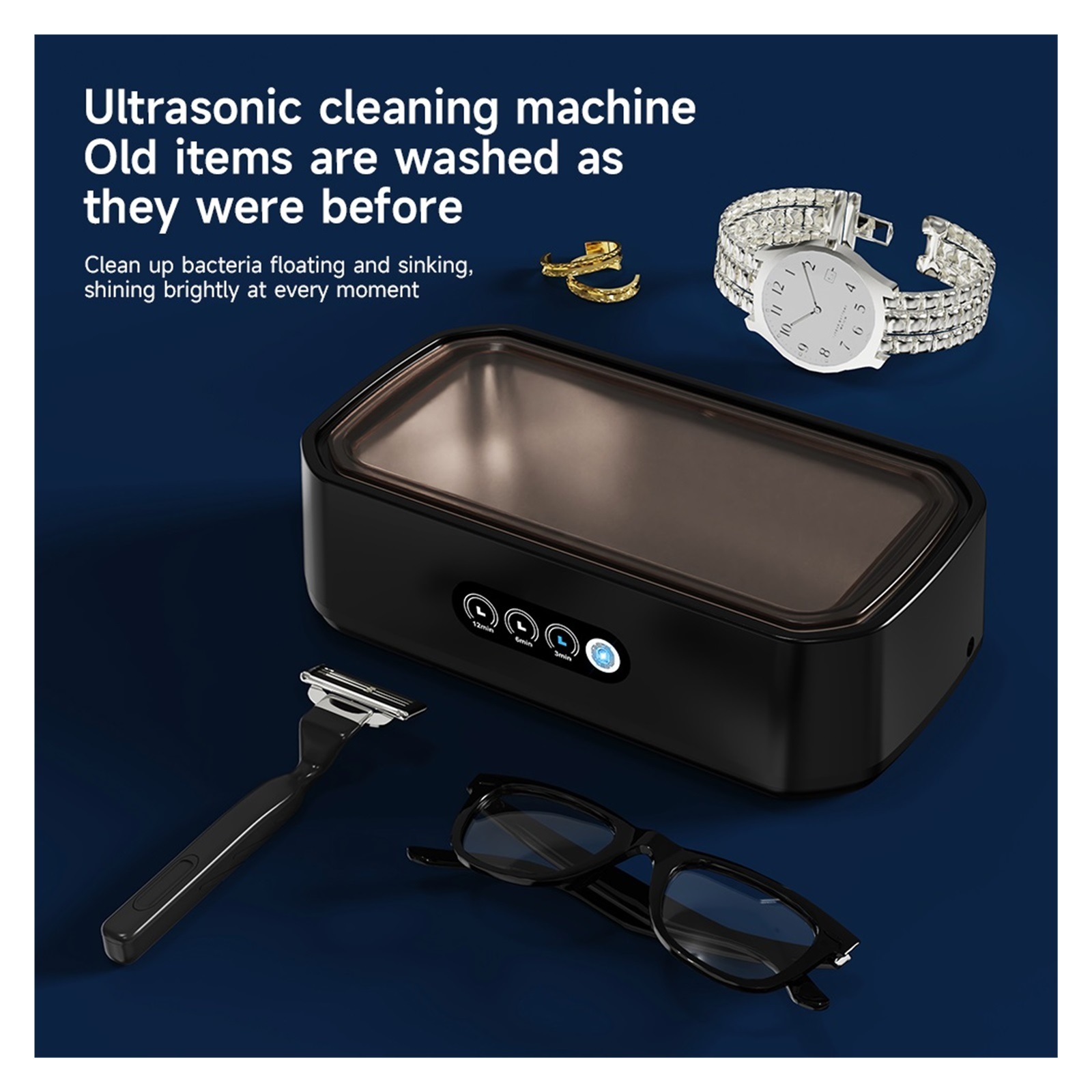 Ultrasonic Cleaner Machine Eyeglass High-Frequency Vibration Cleaning for Glasses Jewelry Denture
