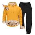 thumbnail image 2 of Blekii Men's 2 Piece Tracksuit Sets Fleece Fuzzy Hooded Sherpa Sweatshirt & Joggers, Winter Warm Two-Piece Outfit, Cuffed Ankle Sweatpants Set, Thick Cozy Loungewear for Cold Days,, 2 of 10