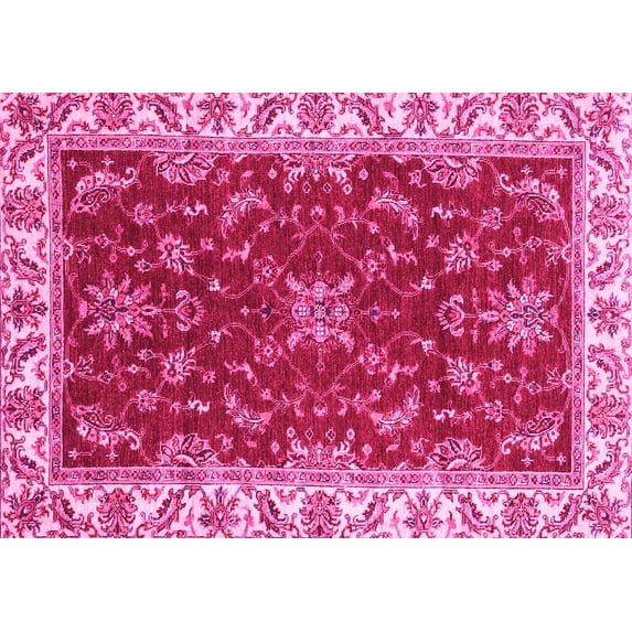 Ahgly Company Indoor Rectangle Abstract Pink Modern Area Rugs, 8' x 12'