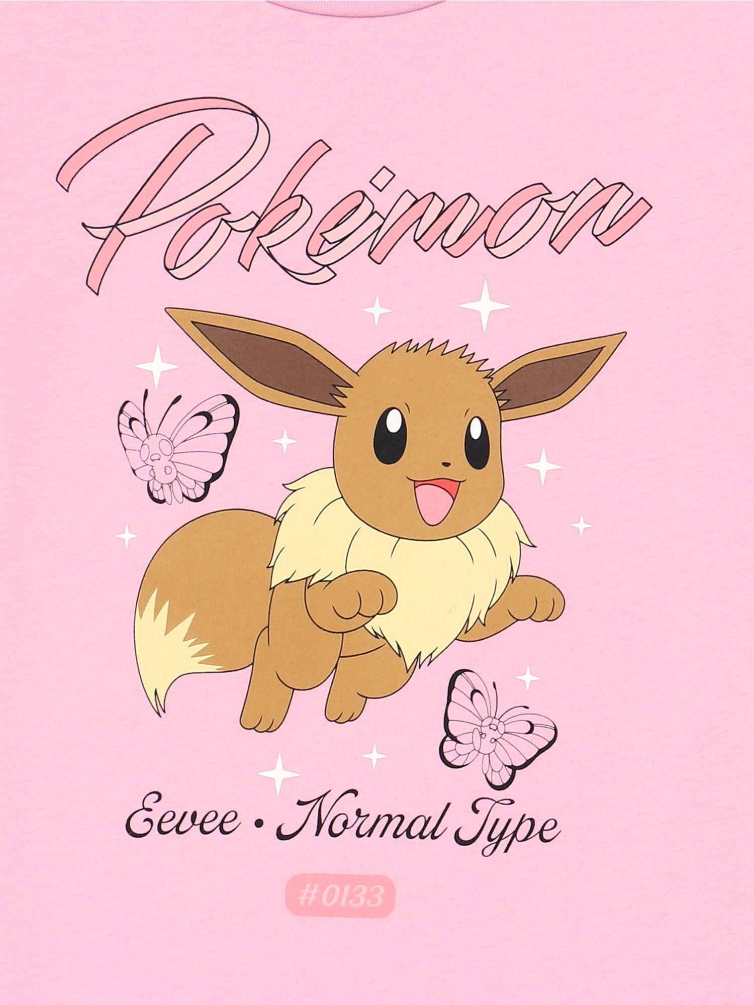 Pokemon Eevee Girls Graphic Crewneck Tee with Short Sleeves, Sizes 4-16