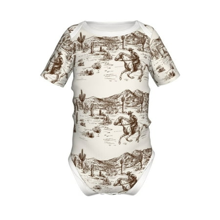 

Adobk Western Desert Cowboys3 Print Baby Climbing Clothes Jumpsuit Rompers Classic Rompers Child Short sleeve Bodysuits-2 Years